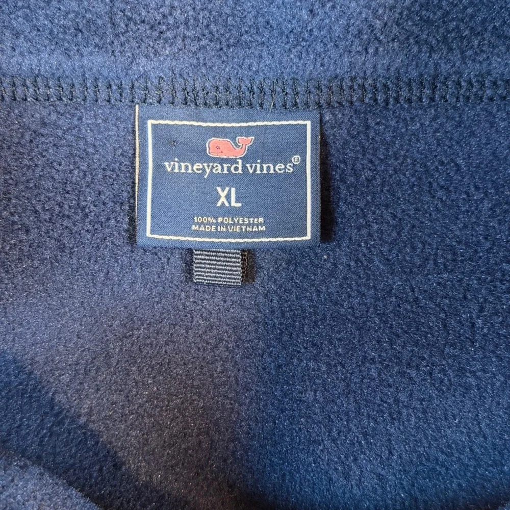 Vineyard Vines Mens XL Navy Blue Fleece Full Zip Vest Whale Logo Gilet